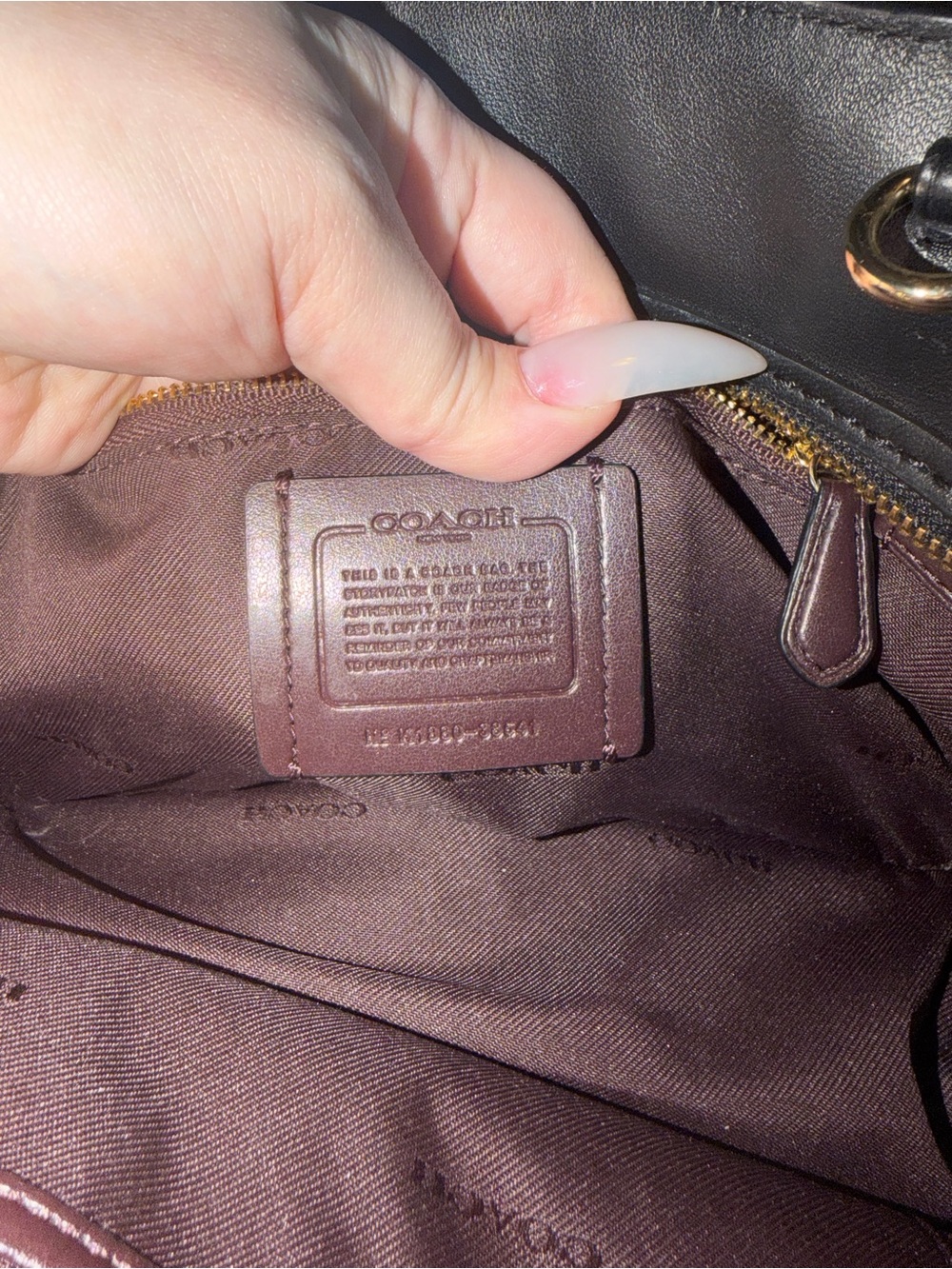 Black Quilted Coach Leather Shoulder Bag with Gold rivets and hardware - Picture 8 of 8